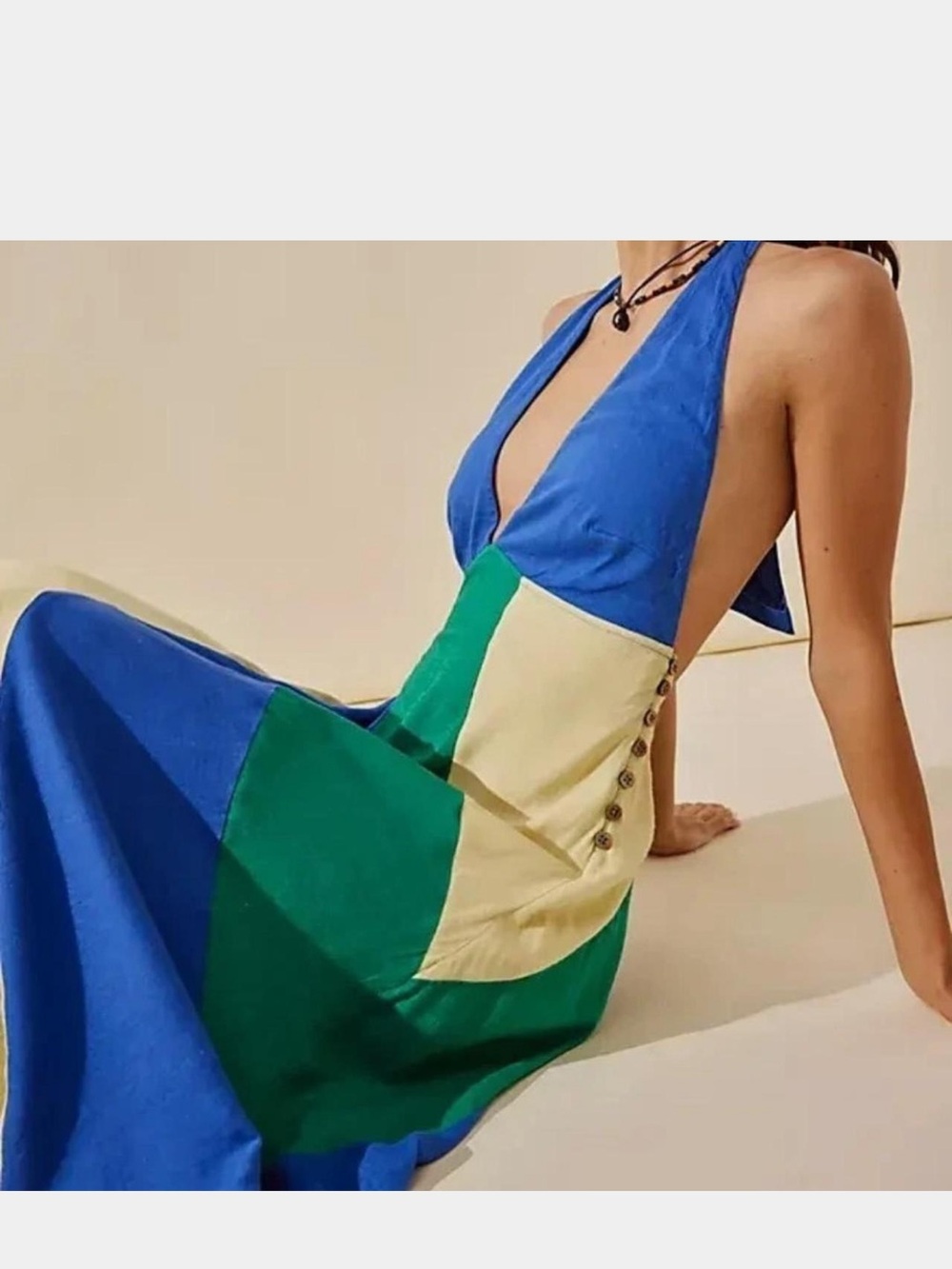 Give me a spin Free People Color lock Backless Halter Dress NWOT
